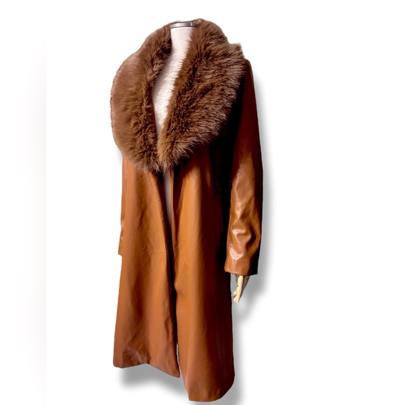 ONTWELFTH Faux Leather Duster with Removeable Faux Fur Collar - Picture 1 of 14